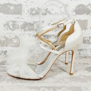 New Badgley Mischka Tessica Stiletto With Poof Sandals W985